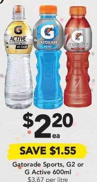Drakes Gatorade Sports, G2 Or G Active 600ml offer