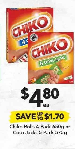 Drakes Chiko Rolls 4 Pack 650g Or Corn Jacks 5 Pack 575g offer