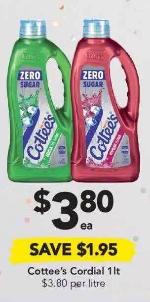 Drakes Cottee's Cordial 1lt offer