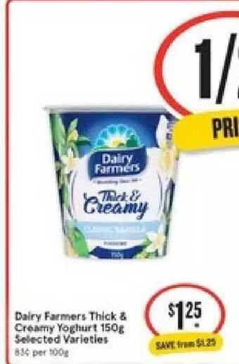 IGA Dairy Farmers Thick & Creamy Yoghurt 150g offer