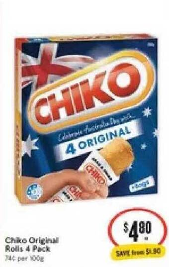 IGA Chiko Original Rolls 4 Pack offer
