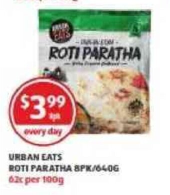 ALDI Urban Eats Roti Paratha 8PK/640g offer