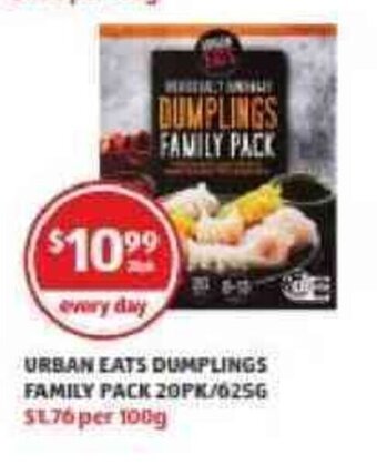 ALDI Urban Eats Dumplings Family Pack 20PK/625g offer
