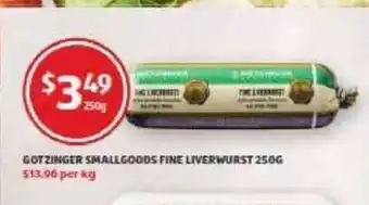 ALDI Gotzinger Smallgoods Fine Liverwurst 250g offer