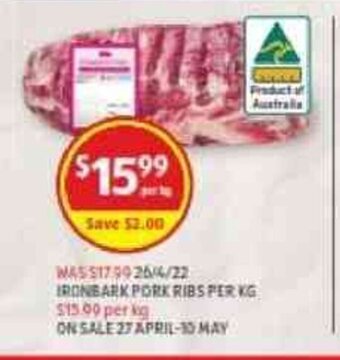 ALDI Ironbark Pork Ribs offer