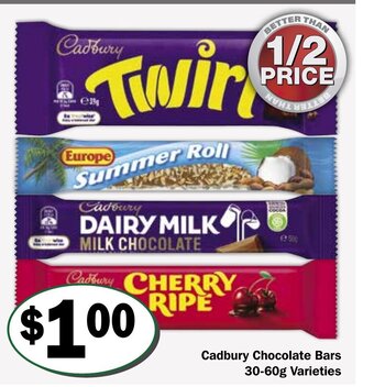 Friendly Grocer Cadbury Chocolate Bars 30-60g Varieties offer