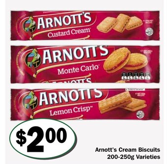 Friendly Grocer Arnott's Cream Biscuits 200-250g Varieties offer