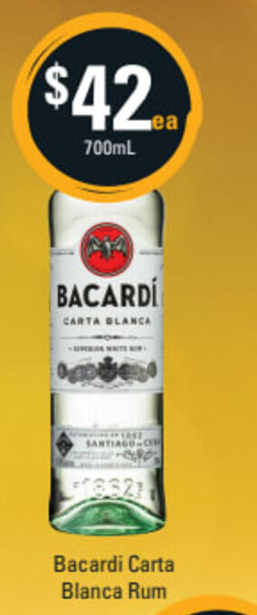 Cellarbrations Bacardi Carta Blanca Rum 700ml offer