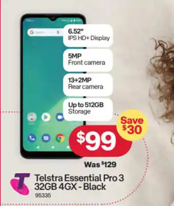 Australia Post Telestra Essential Pro 3 32GB 4GX- Black offer