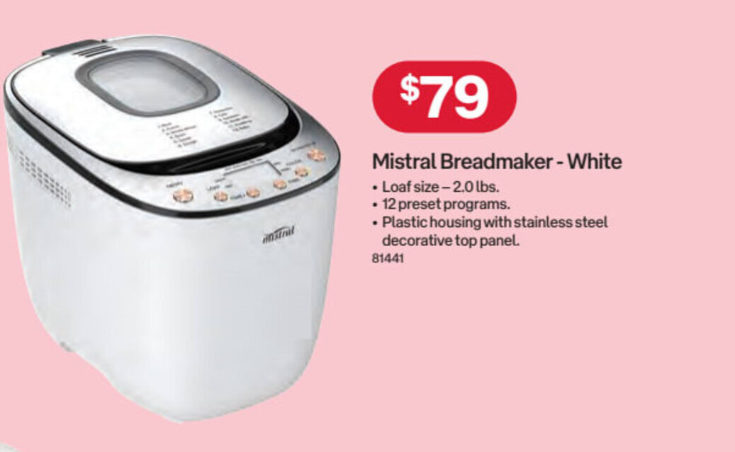 Mistral Breadmaker White offer at Australia Post