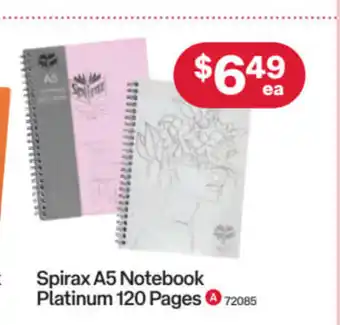 Spirax A5 Notebook Platinum 120 Pages