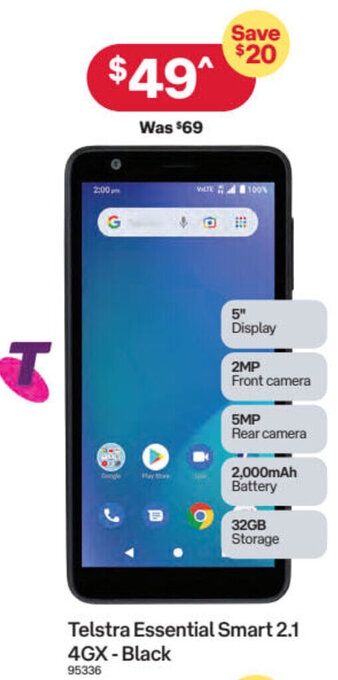 Australia Post Telstra Essential Smart 2.1 4GX-Black offer
