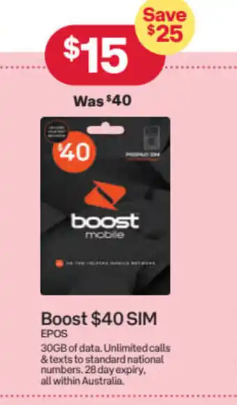 Australia Post Boost $40 SIM offer