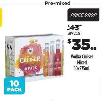 Liquorland Vodka Cruiser Mixed 10x275ml offer