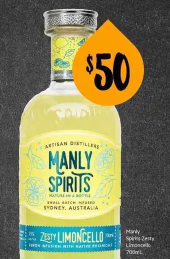 Manly Spirits Zesty Limoncello 700ml