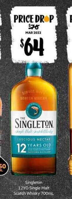 First Choice Liquor Singleton 12YO Single Malt Scotch Whisky 700ml offer