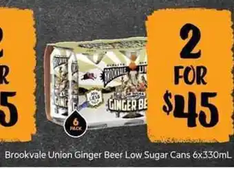 Brookvale Union Ginger Beer Low Sugar Cans 6x330ml