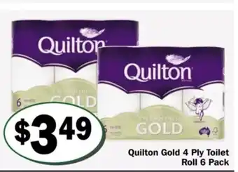 Friendly Grocer Quilton Gold 4 Ply Toilet Roll 6 Pack offer