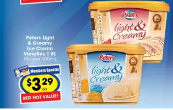 Ritchies Peters Light & Creamy Ice Cream Varieties 1.8L offer
