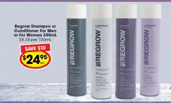 Ritchies Regrow Shampoo or Conditioner For Mean or For Women 300mL offer