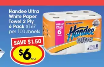 Ritchies Handee Ultra White Paper Towel 2 Ply 6 Pack offer