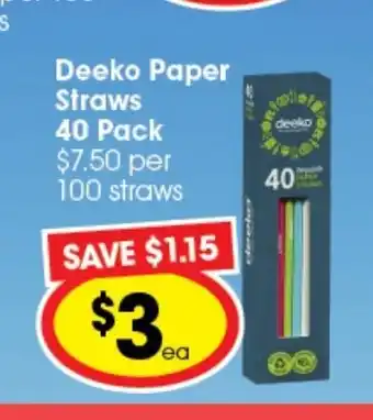 Ritchies Deeko Paper Straws 40 Pack offer