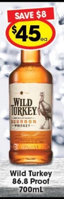 Ritchies Wild Turkey 86.8 Proof 700mL offer