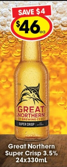 Ritchies Great Northern Super Crisp 3.5% 24x330mL offer