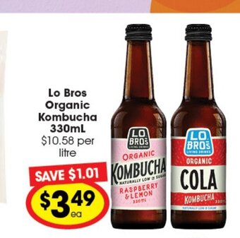 Ritchies Lo Bros Organic Kombucha 330mL offer