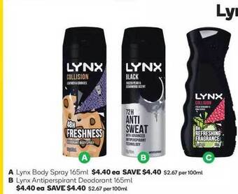 Woolworths Lynx Body Spray Or Antiperspirant Deodorant offer