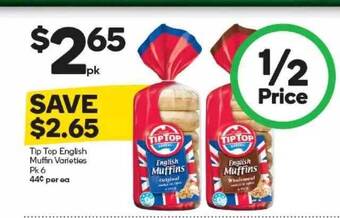 Woolworths Tip Top English Muffin Varieties offer