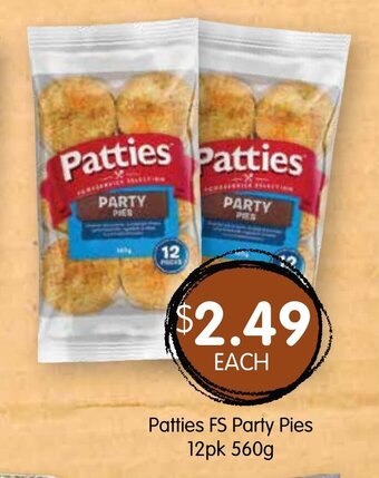Spudshed Patties FS Party Pies 12pk 560g offer