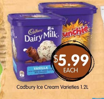 Spudshed Cadbury Ice Cream Varieties 1.2L offer