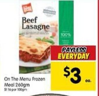 Spar On the menu frozen meal 260gm offer