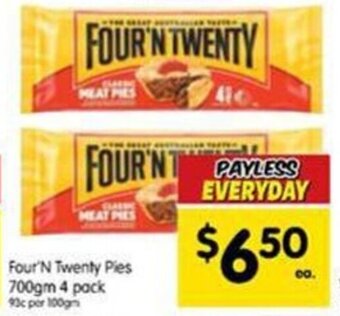Spar Four'n twenty pies 700gm 4 pack offer