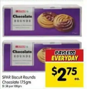 Spar Biscuit rounds chocolate 175gm offer