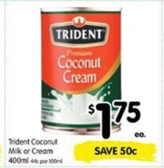 Trident coconut milk or cream 400ml offer at Spar