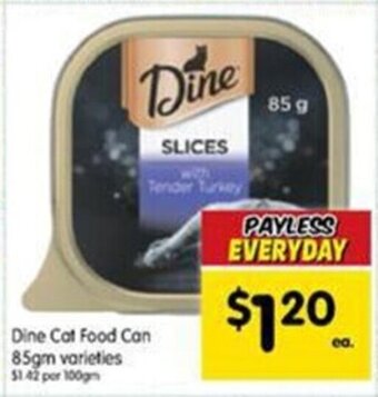 Spar Dine cat food can 85gm varieties offer