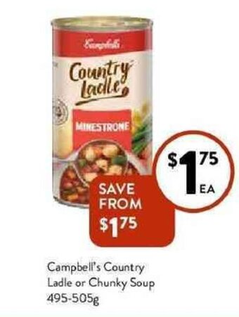 Foodworks Campbell's country ladle or chunky soup 495-505g offer