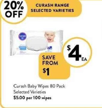 Foodworks Curash baby wipes 80 pack offer