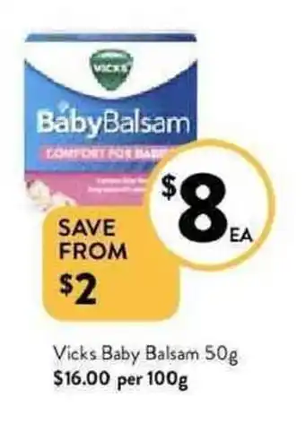 Foodworks Vicjs baby balsam 50g offer