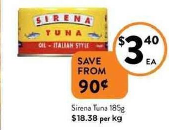 Foodworks Sirena tuna 185g offer