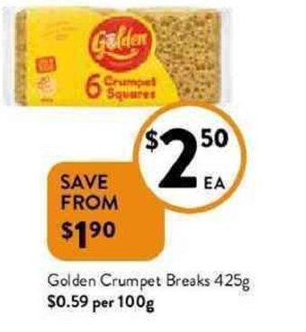 Foodworks Golden crumpet breaks 425g offer