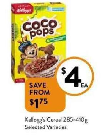 Foodworks Kellogg's cereal 285-410g offer