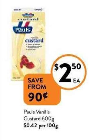 Foodworks Pauls vanilla custard 600g offer