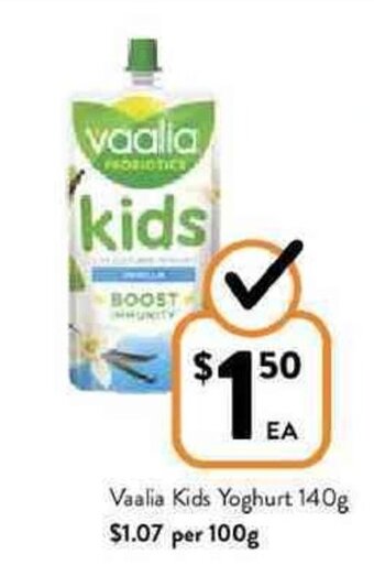 Foodworks Vaalia kids yoghurt 140g offer