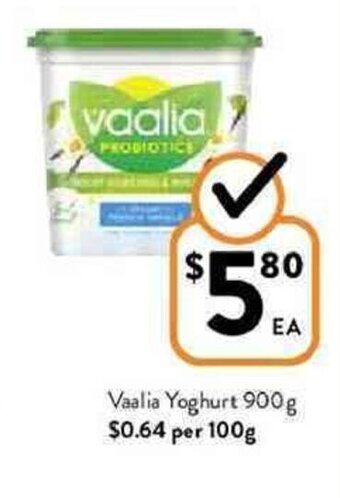 Foodworks Vaalia yoghurt 900g offer