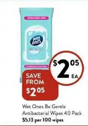 Foodworks Wet ones be gentle antibacterial wipes 40 pack offer