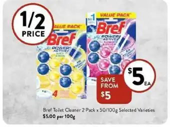 Foodworks Bref toilet cleaner 2 pack x 50/100g selected varieties offer