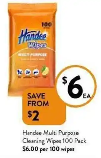 Foodworks Handee multi purpose cleaning wipes 100 pack offer